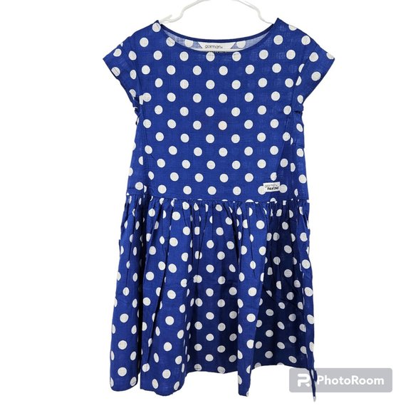 GORMAN X Pantone Dress Blue White Polka Dot Spot Cap Sleeve Mini NWT Size 8 - Picture 2 of 8